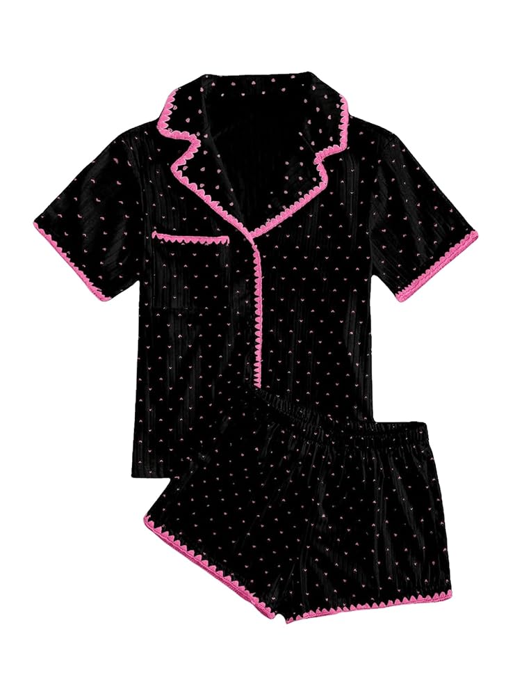 Verdusa Women's 2 Piece Pajama Sets Cute Pj Set Button Up